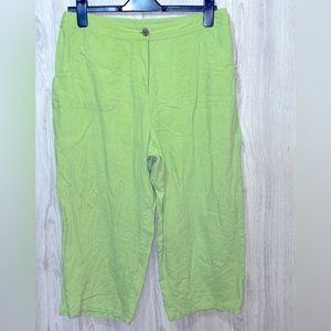 CHICO'S SANIBEL LINEN NUVARIE CROP CHARTREUSE Sz 2